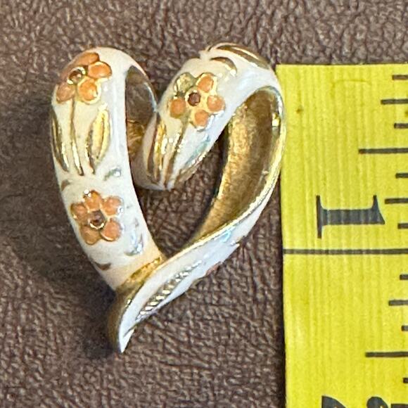 NOLAN MILLER PINK FLOWER FLOATING CLOISONNE HEART Pendant - Picture 7 of 7